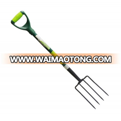 Garden Tools 82B High Carbon Steel 4-Tine Garden Fork Pitchfork with Fiberglass Handle