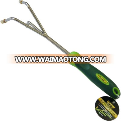 Garden Tools Polished Stainless Steel Three Prong Hand Rake Hand Cultivator with Plastic Handle