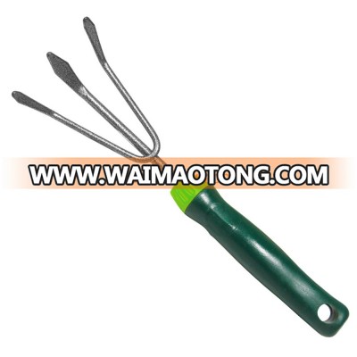 Garden Tools Q235 Carbon Steel Three Prong Hand Rake Hand Cultivator with Plastic Handle